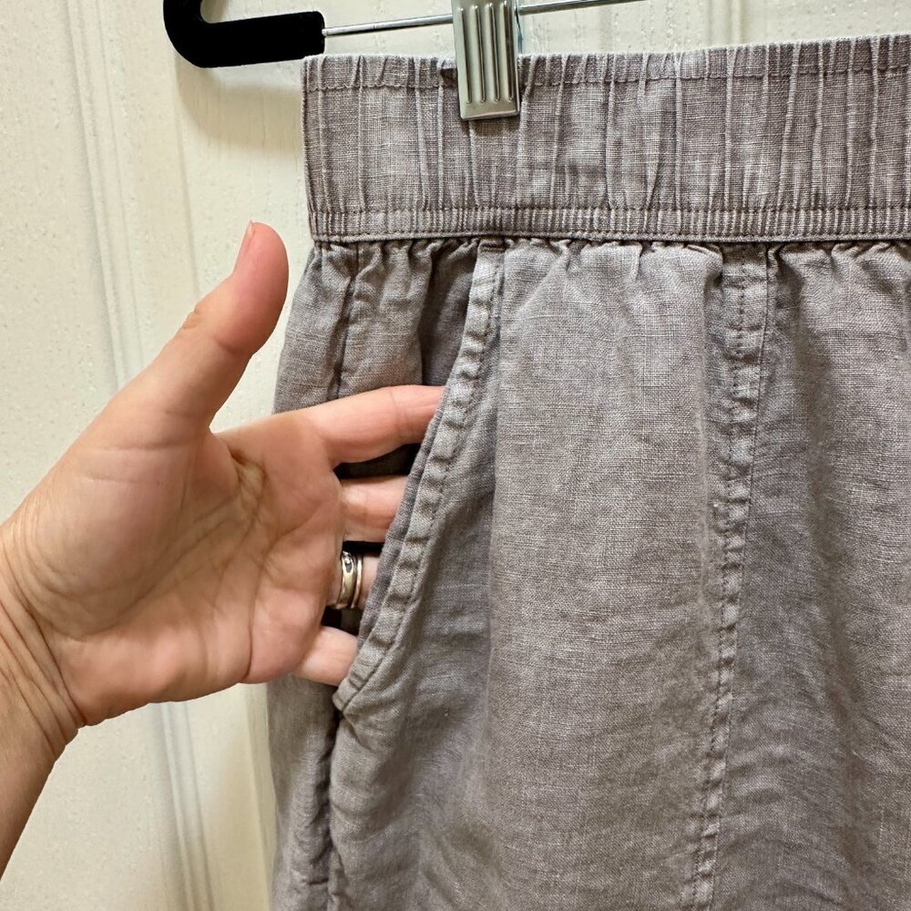 JNY Jones New York Women' 100% Linen Pant Size S Grey Wide Leg Cottagecore Boho - Picture 4 of 11